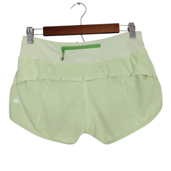 Lululemon Lime Green High-Rise Training Workout Running Athletic Shorts Sz 4 - Picture 2 of 16